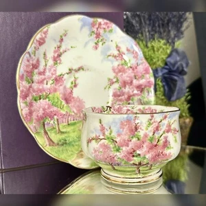 Royal Albert Blossom Time Bone China Saucer & Open Sugar Pink Floral - 2 pc - Picture 1 of 10