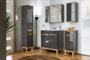 Badmöbelset hängend BALI GREY 60 cm Graphit / Eiche 6 Teile mit Waschtisch - Bild 1 von 12