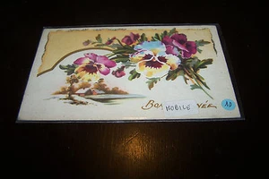 cartolina FIORI in rilievo - BONNE ANNE'E - non viaggiata, retro scritto in fra - Picture 1 of 1