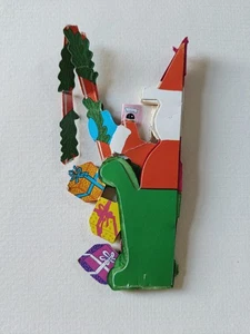 Vecchia carta a nido d'ape vintage Babbo Natale decorazione piccola cartolina - Foto 1 di 14