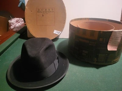 Vintage Stetson Royal Fedora Black Size 7 1/4 1940s/1950s w/ Original Dobbs Box - Image 1 of 4