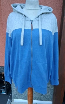 Gina Damen Kapuzen Sweatjacke Zip Sweatshirt-Hoodie Langarm Blau/Grau 50/52 NEU - Bild 1 von 4