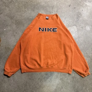 Vintage Nike Sweatshirt Mens 2XL Orange Y2K Skate Surf Baggy Center Swoosh - Picture 1 of 6
