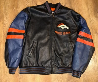 Vintage NFL Denver Broncos Carl Banks GIII Leather Zip Up Jacket Sz XL 28x29 - Image 1 of 3