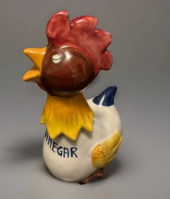 Pollo de cerámica para vinagre hecho en Italia pintado a mano decoración de cocina vintage Foto 1 de 4