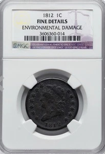 1812 Small Date Classic Large Cent-NGC Fine Details - corrosion, S-290, B-2, R.1 - Picture 1 of 6