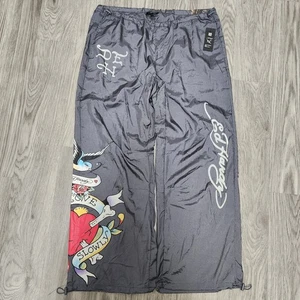 Pantalones holgados Ed Hardy paracaídas para mujer grandes Y2k huesos ajustables nuevos hechizos  - Imagen 1 de 13
