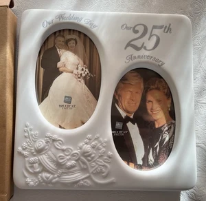 Russ 25th Anniversary Porzellan Bilderrahmen 2 Bilder weiß Neu im Karton. T36 - Bild 1 von 5