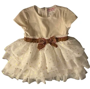 ✨ American Girl Bitty Baby Gold Star Party Dress Size 3 3T - Picture 1 of 8