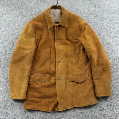 Vintage Deerskin Trading Post Jacket Men XL Brown Suede Leather 70s Sherpa Lined - Image 1 of 4