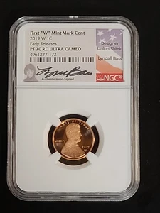 2019-W Lincoln Cent NGC PF70 RD Early Releases - Lyndall Bass signed label - Picture 1 of 2