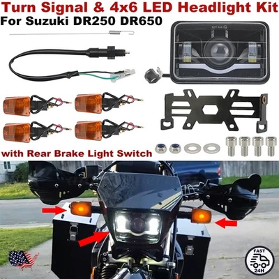 For Suzuki DR 350 DR 650 Turn Signal LED Headlight Kit & Rear Brake Light Switch - Imagem 1 de 4