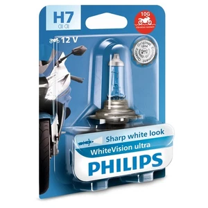 PHILIPS H7 Alogeno WhiteVision Ultra Moto 12V 55W PX26d 12972WVUBW 4200K - Foto 1 di 3