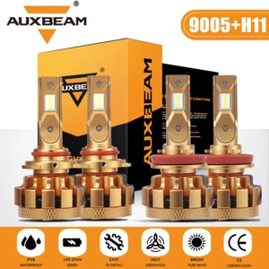 AUXBEAM 9005+H11 Canbus LED Headlight Hi Lo for Chevrolet Silverado 2500 3500 HD - Picture 1 of 12