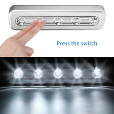 5 LED Touch Press Night Light Stick On Wall Lamp Under Cabinet Cupboard Battery