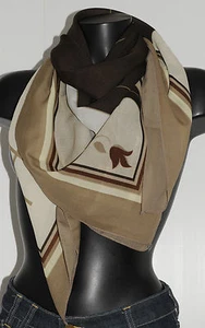 Shawl Scarf Green And Brown 115 x 115 Birel Good Condition - Picture 1 of 2