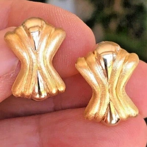 Hermosos pendientes italianos de oro liso de 18k con palanca trasera firmados ERRIP - Imagen 1 de 9