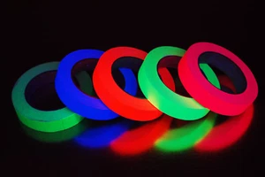 DirectGlow 5 Pack 1 Inch Blacklight Reactive Neon Gaffer Tape 5 Rolls x 25 Yards - Picture 1 of 9