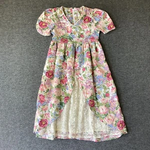Vintage Sweet Soda Cottage Floral Dress Girls Size 7 Renaissance Style - Picture 1 of 11