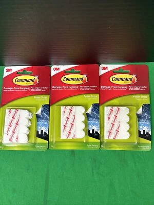 3 tiras de póster 3M Command sin daños 16 quilates CADA UNA blanca Foto 1 de 2