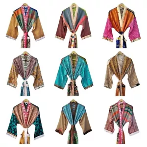 3 piezas de seda india kimono bata ropa de dormir vestido, batas de seda kimo... - Imagen 1 de 9