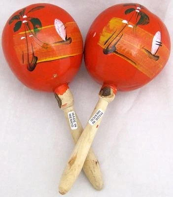 Juego de 2 Maracas de Coco de Madera Luau Fiesta Tropical Isla Coctelera Asst Colores  Foto 1 de 4