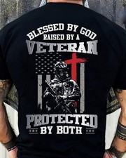 Blessed By God Raised By A Veteran Protected By Both  2D T-SHIRT Christmas Gift