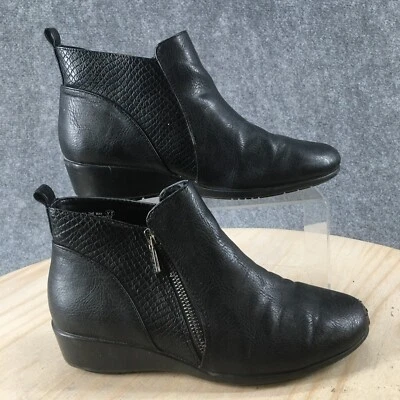 Botas aerosoles para mujer 6 botines al tobillo todo el camino negras cuña cremallera punta redonda Foto 1 de 4