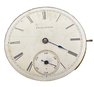 Illinois Pocket Watch Movement Size 4s 7j Hunter Antique Parts Repair F7357 - Picture 1 of 8