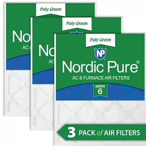 25x25x1 MERV 6 Poly Green AC Furnace Air Filter 3 Pack - Captures Dust/Pollen - Picture 1 of 6
