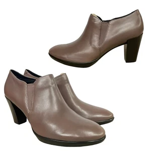 NEW Ecco Shape 55 Plateau Stack Ankle Boots Leather Dark Brown Women Size 41 - Picture 1 of 12