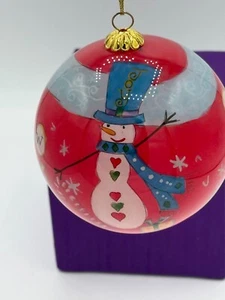Li Bien Pier 1 Pintado a Mano 3" Déjalo Muñeco de Nieve Árbol Adorno de Navidad 2008 - Imagen 1 de 3