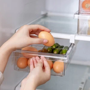 2Pcs Fridge Egg Organizer Clip-on Hanging Egg Storage Container Clear Trays Bin - Picture 1 of 14