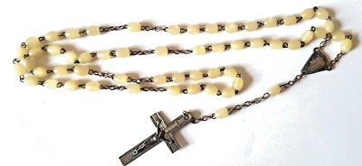 CHAPELET ANCIEN EN METAL ARGENTE ET NACRE - Photo 1/2