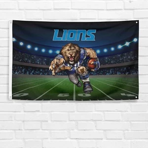 Für Detroit Lions Fußballfans 3x5 Fuß Maskottchen Flagge NFL Geschenkbanner - Bild 1 von 1