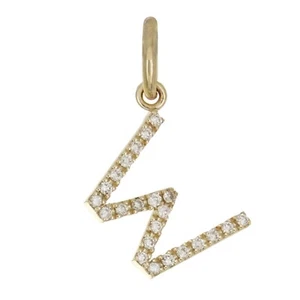 14k Yellow White or Rose Gold Diamond Initial Letter W Charm Pendant - Picture 1 of 17
