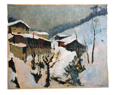 Jean PESCE (né en 1926) Huile sur toile - Paysage sous la neige - Photo 1/4