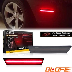 For 2011-2014 Dodge Charger Smoked Lens Red LED Lights Rear Side Marker Lamps - Picture 1 of 10