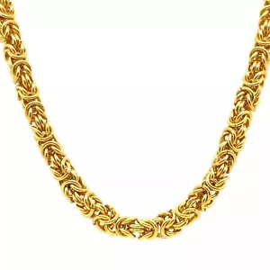24k Yellow Gold Byzantine link Chain Necklace, 124.6gm, 27", S107656 - Picture 1 of 5