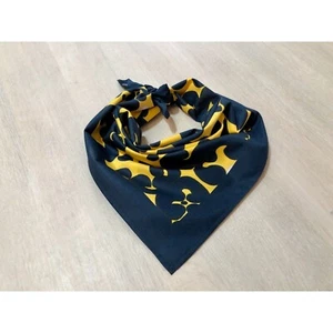 Marimekko Scarf, Blue and Yellow Bandana with Geometric Print, 21" - Picture 1 of 7