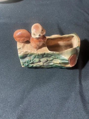Desk squirrel on log flower pot 1950s Antique Cover
