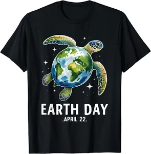 Earth Day Sea Turtle Globe April 22 Eco Awareness T-Shirt - Picture 1 of 5