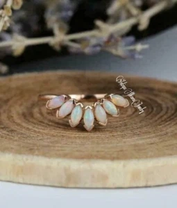 Natural Fire Opal Ring, Art Deco Opal Ring, October Birthstone, Ethiopian Opal - Picture 1 of 5