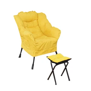 Fabric Large Lazy Chair Accent Reading Lounge Sofa Chair with Armrest & Ottoman - Picture 1 of 50