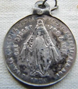 Papa Pío IX Antiguo Papal Plata Esterlina Milagrosa SANTA MEDALLA Virgen María - Imagen 1 de 2