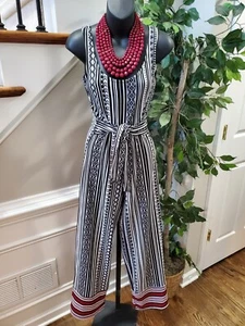 Derek Heart Women Black & White Polyester Scoop Neck Sleeveless Jumpsuit Size S - Picture 1 of 9