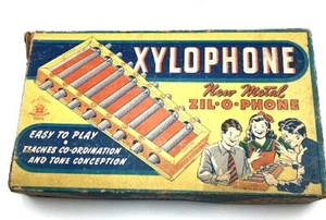 Vintage Metall Zil-O-Phone Xylophon in Box American Toys USA siehe Bilder - Bild 1 von 9