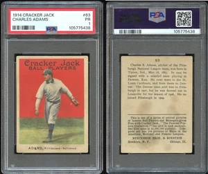 1914 Cracker Jack #63 Charles Babe Adams ~~ PSA 1 freshly graded/sharp ~~ Pitt - Picture 1 of 1