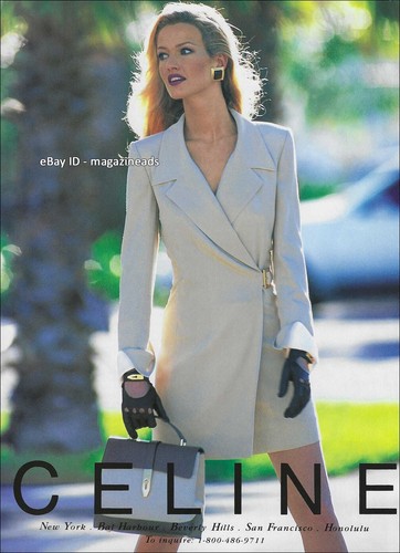 vintage CELINE 1 pagina STAMPA ANNUNCIO primavera 1995 KAREN MULDER sexy bionda in abito