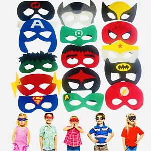 Superhero Felt Masks Party Favor Cosplay Toy Boys & Girls Avengers (15 assorted) - Picture 1 of 8